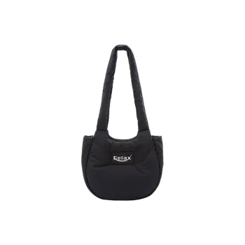 Art Traces Nylon Tote Bag Shopping Bag One Shoulder Handbag Medium Size Unisex Black/Metallic Silver