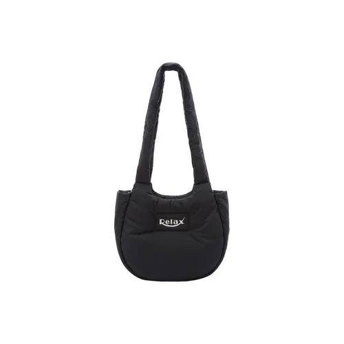 Art Traces Nylon Tote Bag Shopping Bag One Shoulder Handbag Medium Size Unisex Black/Metallic Silver