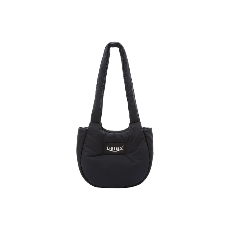 Art Traces Nylon Tote Bag, Shopping Bag, Shoulder Bag Medium Size Unisex Black/Metallic Silver-0