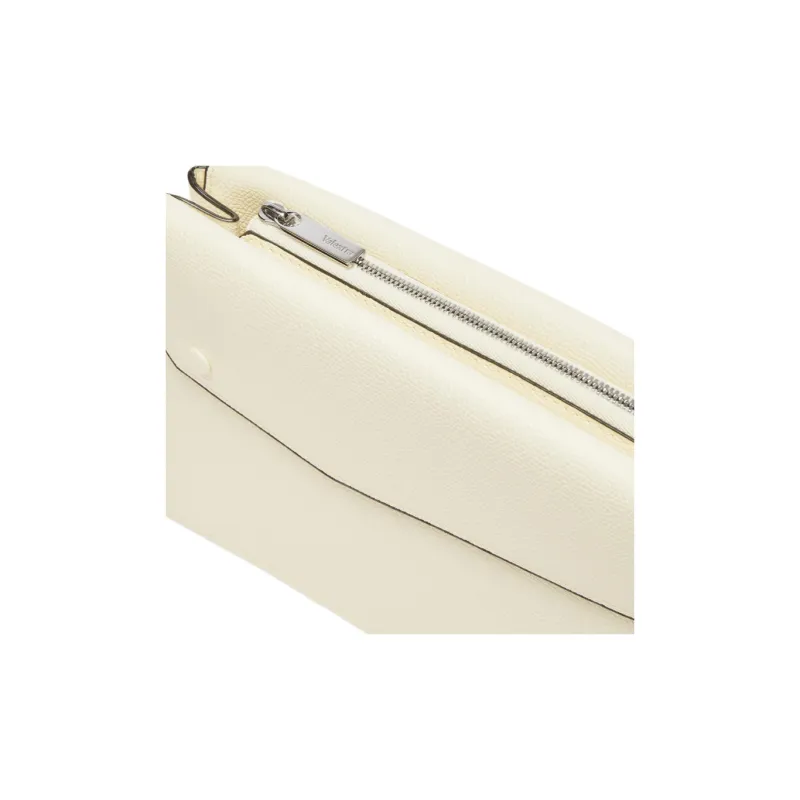 Valextra Millepunte Calfskin Shoulder Bag, Crossbody Bag Men's White Parchment-4