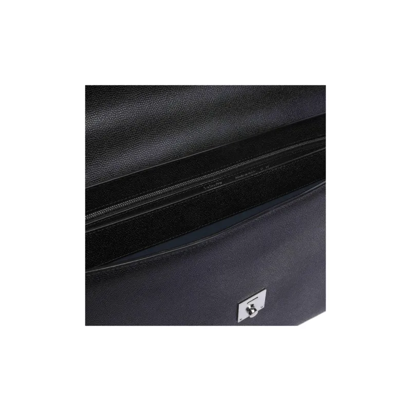 Valextra Avietta Millepunte Calfskin Briefcase Shoulder Bag Crossbody Bag Handbag Women's Black-2