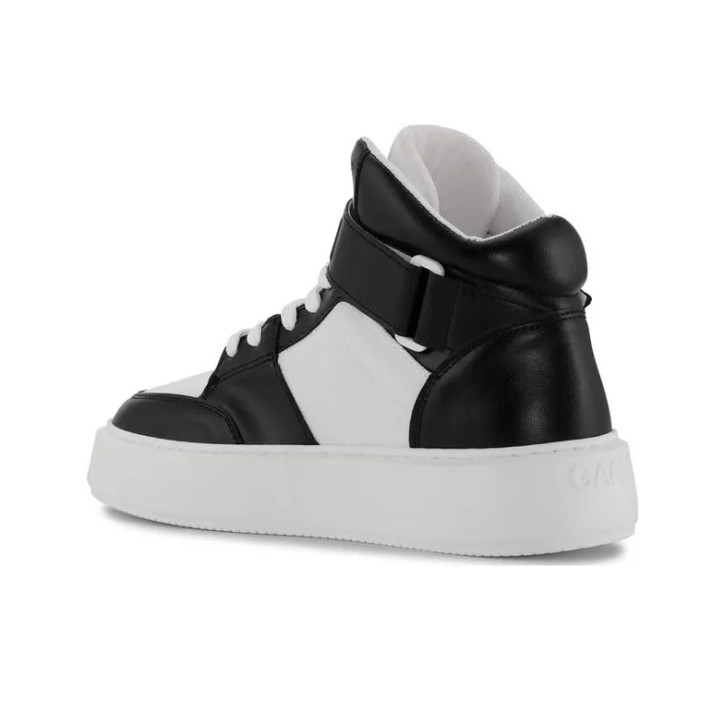 GANNI Wear Resistant High Top Skateboard Shoes Unisex Black White-2