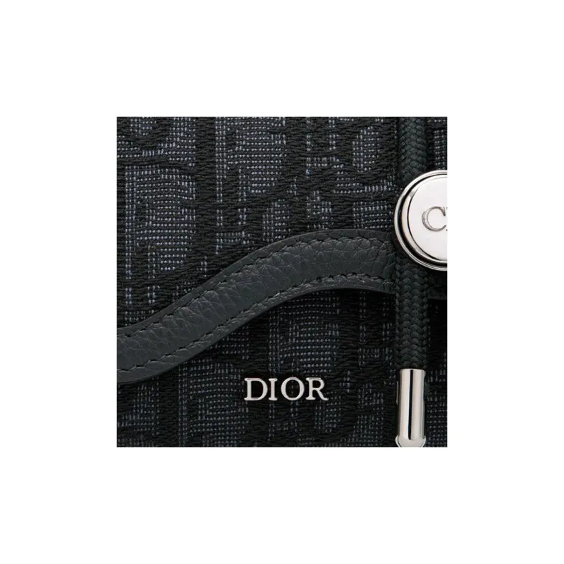 DIOR Saddle Leather With Fabric Saddle Bag Crossbody Bag Shoulder Bag Clip-on Bag Men's Black-4