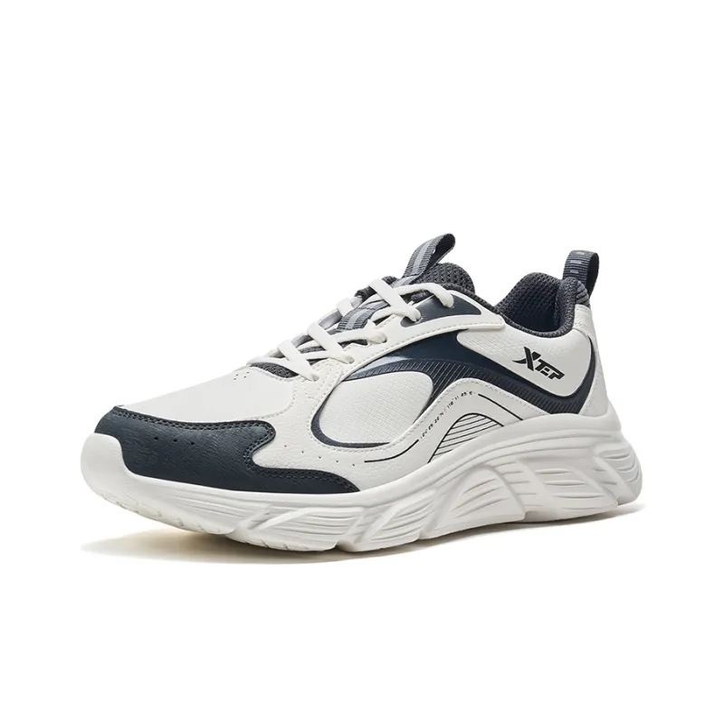 XTEP Cushioning Anti Slip And Wear Resistant Low Top Running Shoes Men's Sail White Coal Black-1