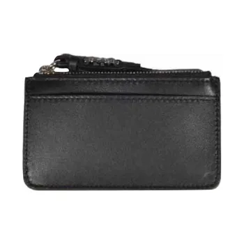 DSQUARED 2 Hammered Texture Cow Leather Wallet, Card Holder Women's Black