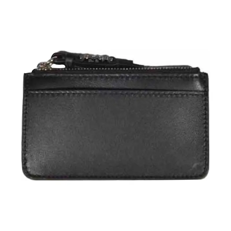 DSQUARED 2 Hammered Texture Cow Leather Wallet, Card Holder Women's Black-0