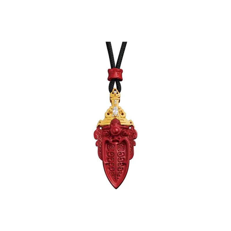 Moonstone Edge Reconstructed Cinnabar Jade Pendants Unisex-0