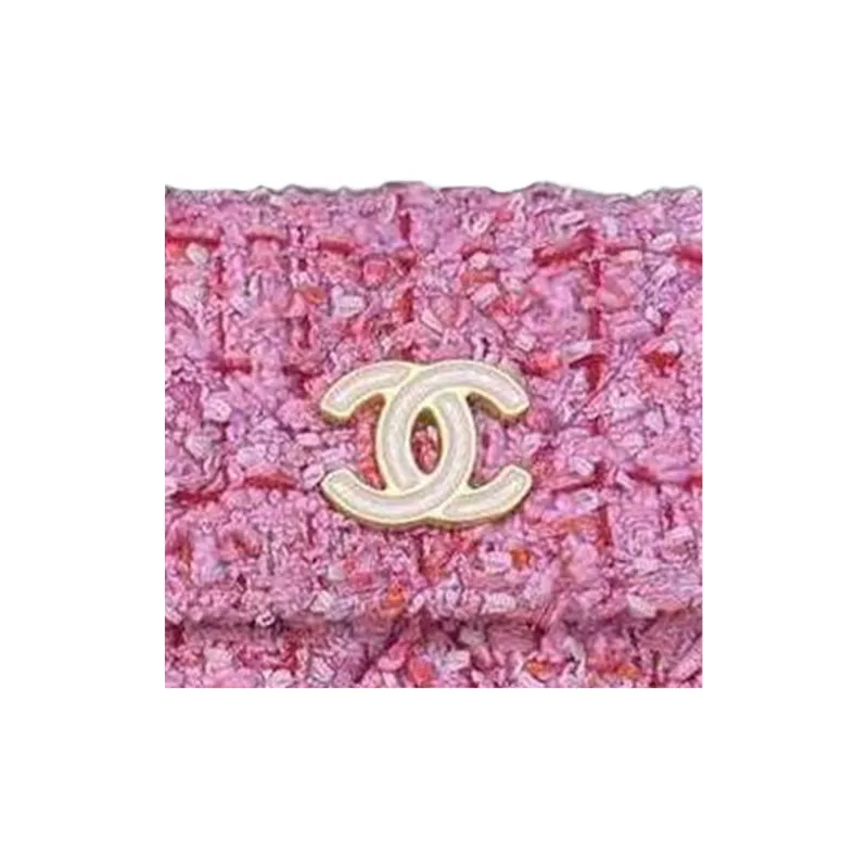 CHANEL Cow Leather With Woolen Fabric Fanny Pack, Shoulder Bag, Crossbody Bag Mini Women's Pink-4