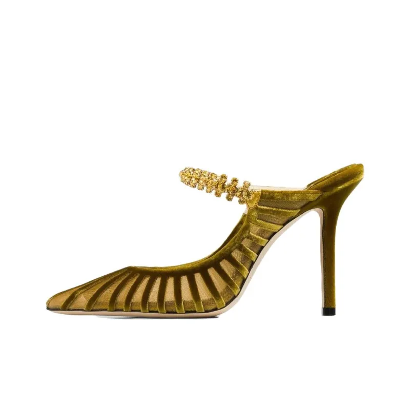 Jimmy Choo Bing 100mm Crystal-embellished Mules-0