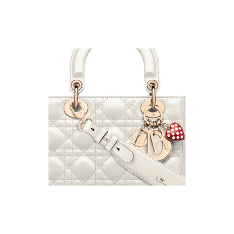 DIOR Lady Dior Sheepskin DaiFeng Bag One Shoulder Handbag Small Size Women's Milk White-1