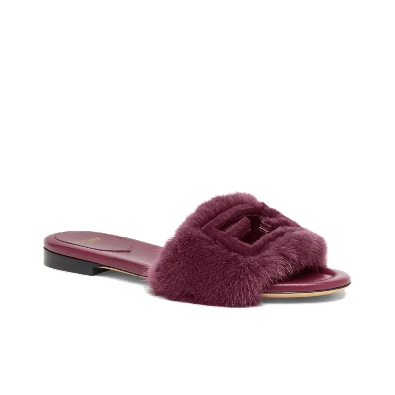 FENDI Baguette Slide Slippers 1cm Women's Red-1