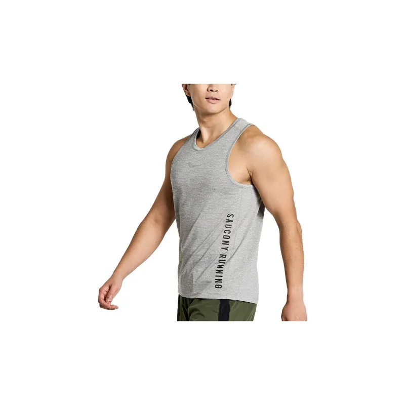 Saucony Stopwatch Graphic Tank Tops Men Gray-2