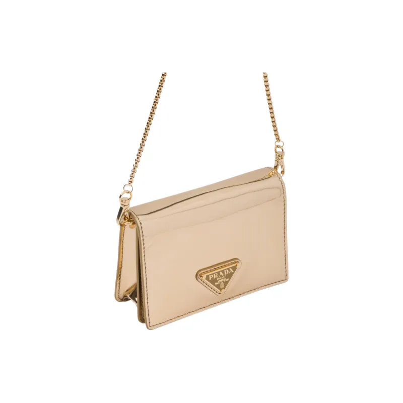 PRADA Leather Shoulder Bag Crossbody Bag Wallet Regular Women's Platinum-1