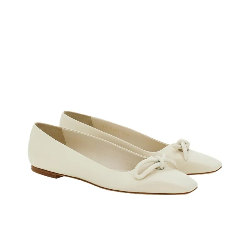 FERRAGAMO Knot-detail Patent-leather Ballerina Shoes-2