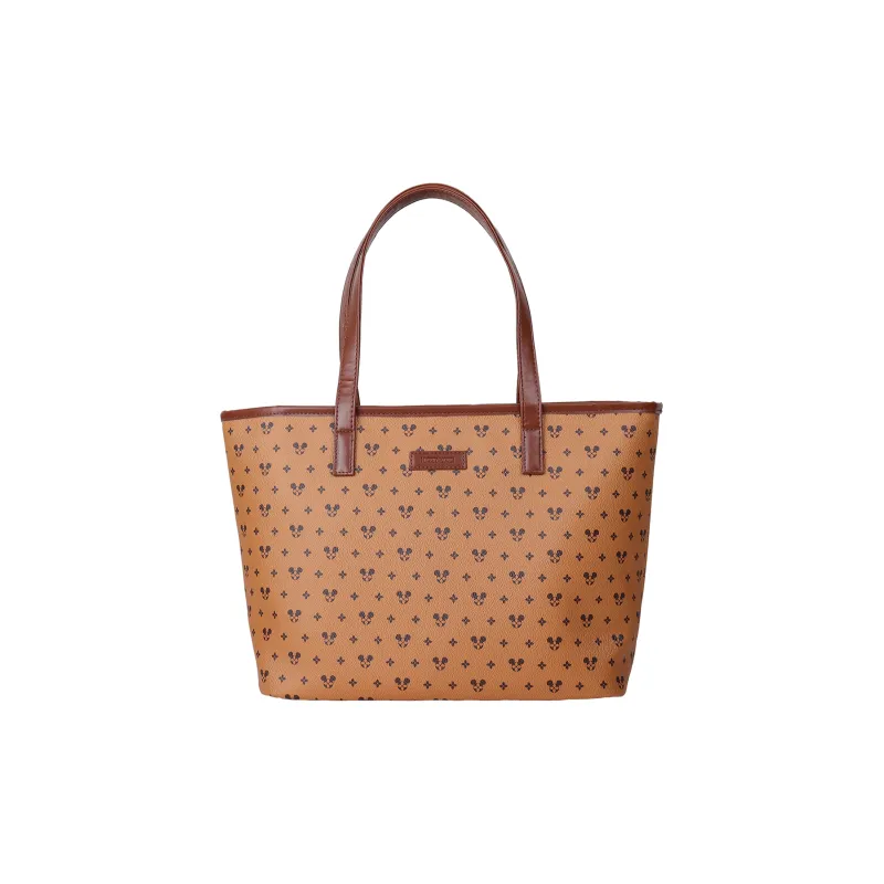 Disney Mickey Series Leather PVC Tote Bag Shopping Bag Shoulder Bags Women's Beige Brown-1