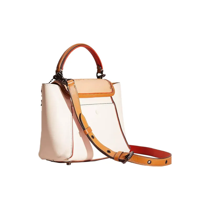 COACH Courier Glove Tanning Basket Bag Shoulder Bag Crossbody Bag Handbag Medium Size Women's Tin Multicolor Chalk-1