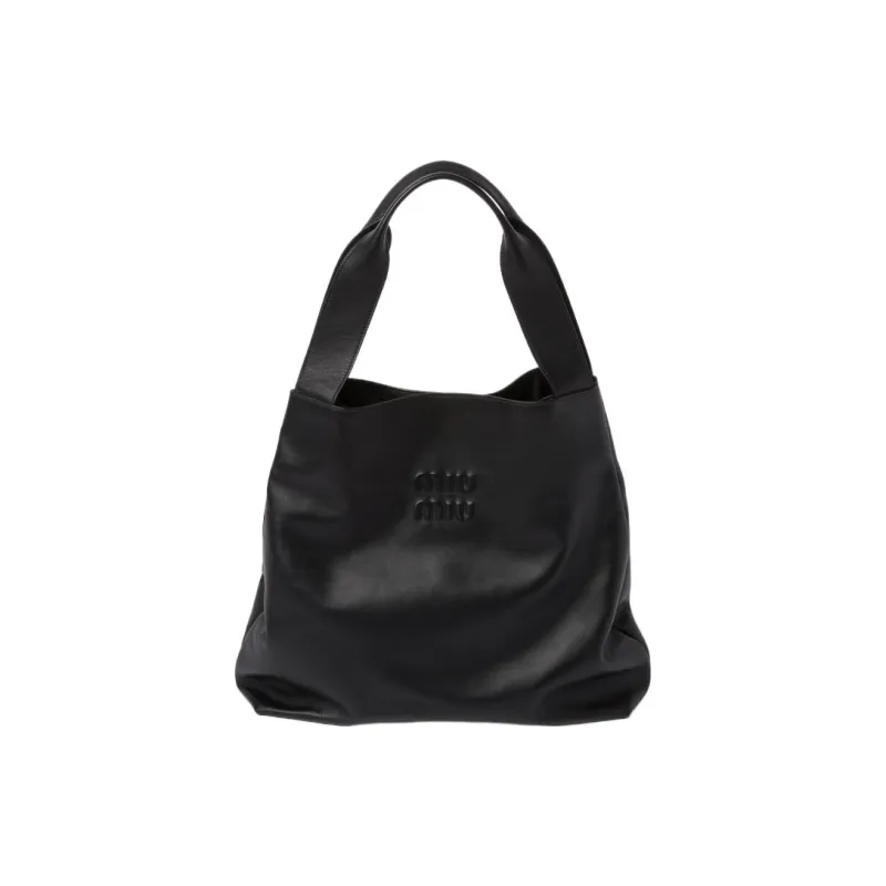 MIU MIU Leather Tote Bag, Shopping Bag, Hobo Bag, Shoulder Bag, Handbag Women's Black-0