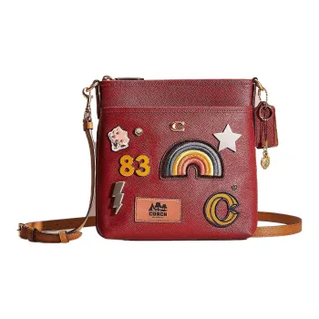 COACH Kitt Leather Messenger Bag Shoulder Bag Crossbody Bag Small Size Women's Red