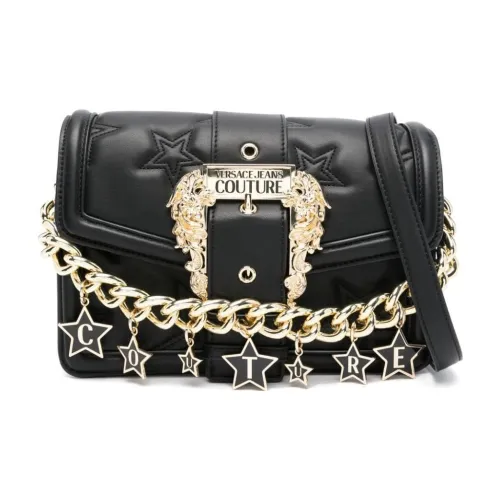 VERSACE JEANS COUTURE Polyurethane Pillow Bag, Shoulder Bag, Crossbody Bag Women's Black