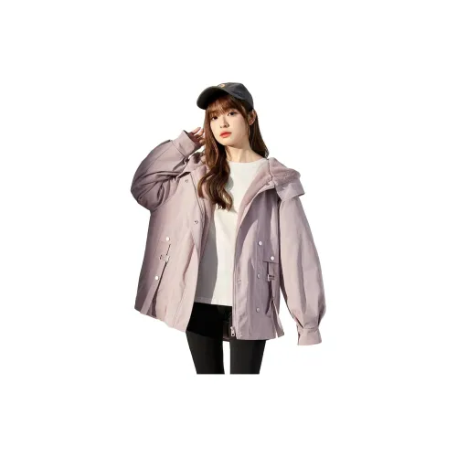 Tonlion Puffer Jackets Women's Sheer Purple