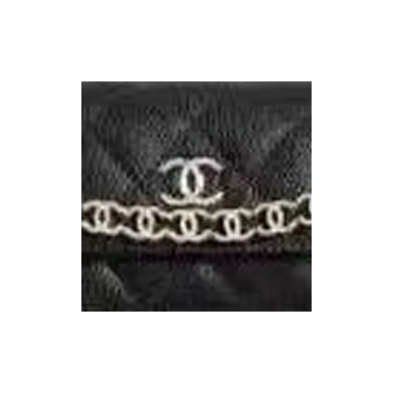 CHANEL Cow Leather Coin Purse Women's Black-1