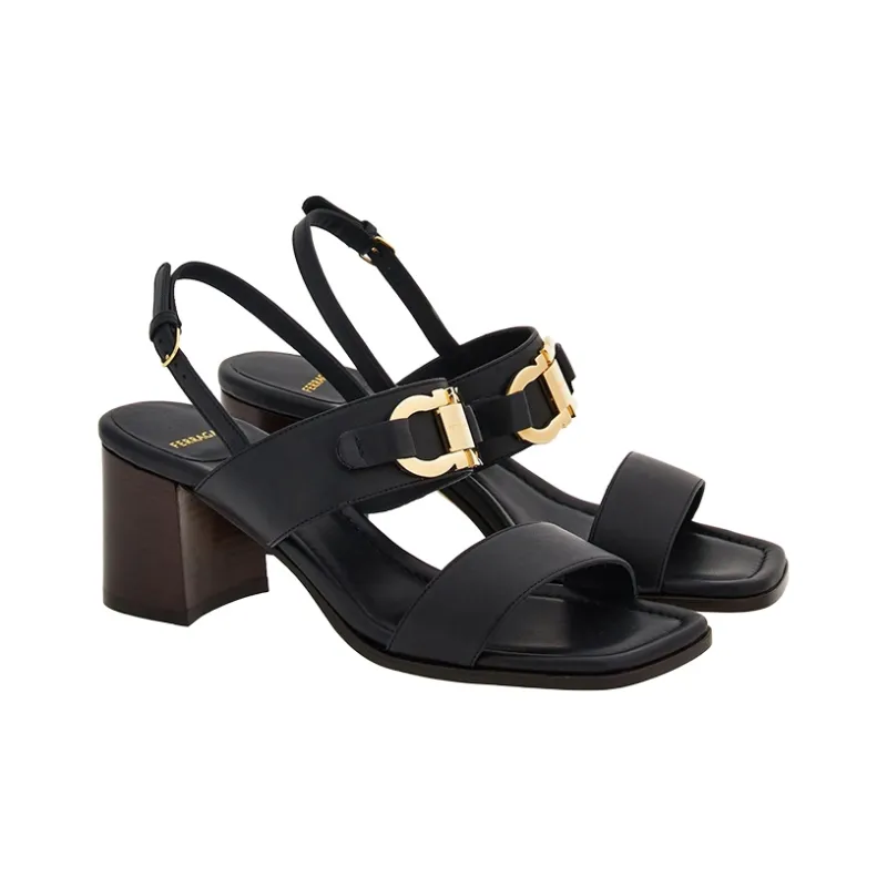 FERRAGAMO 55mm Gancini-buckle Leather Sandals-1