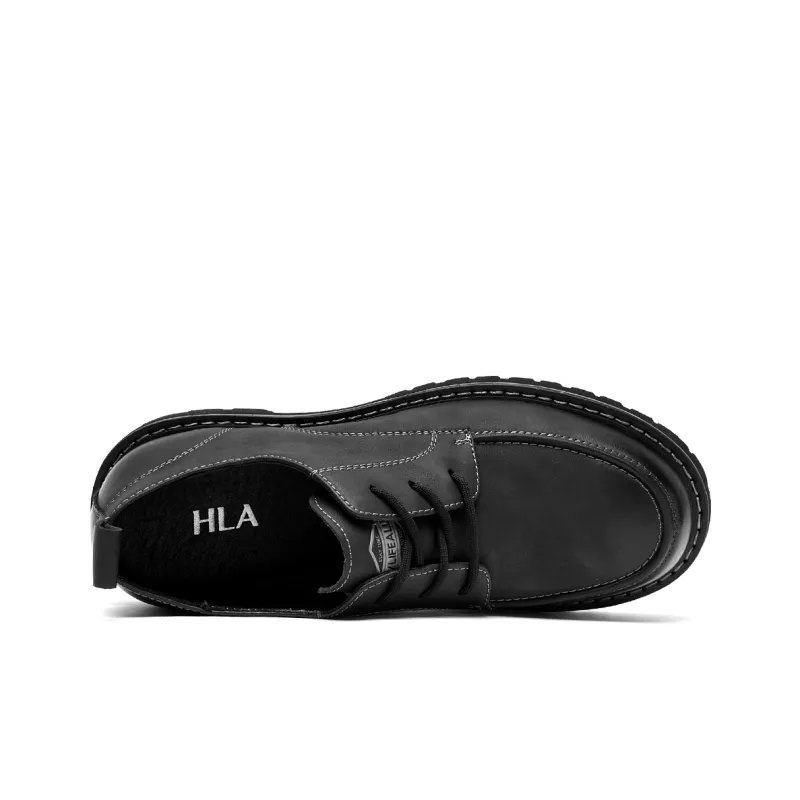 HLA Dress Shoes Men Low Top Black/Brown-2