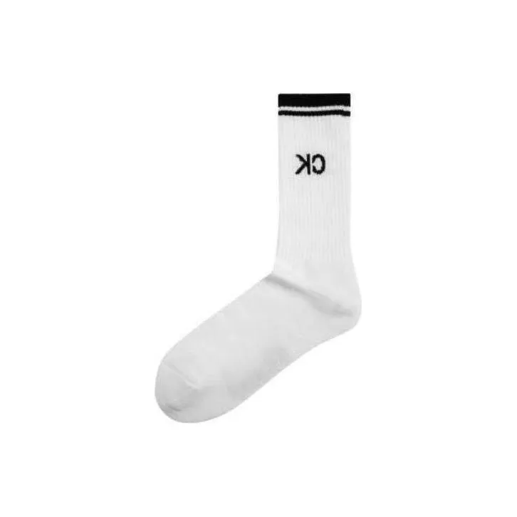 CK/Calvin Klein Mid-Calf Socks Unisex 1 Pack White-1