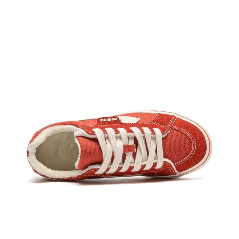 Warrior Low Top Canvas Shoes Unisex Red Beige-2