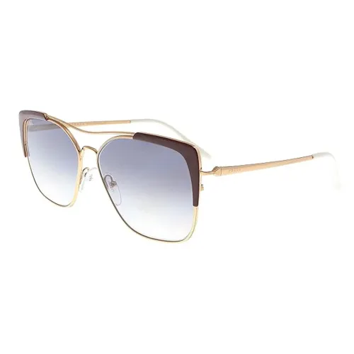 PRADA Plastic Metal Irregular Shape Sunglasses Unisex Rose Gold