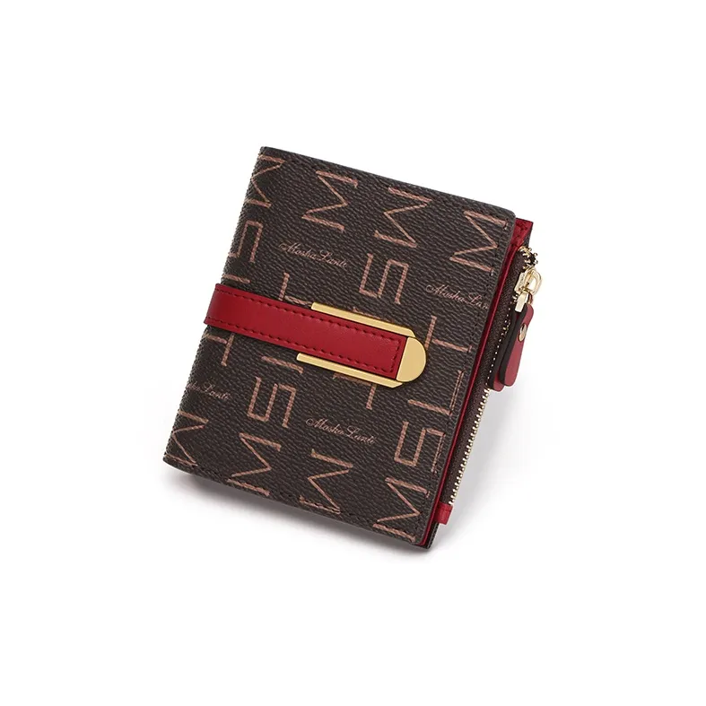 MashaLanti PVC With Microfiber Card Holder Wallet Regular Women's Coffee/Ecru & Pink-2