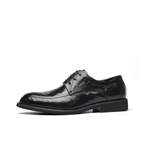 LUOGOKS Dress Shoes Men Low-Top Black