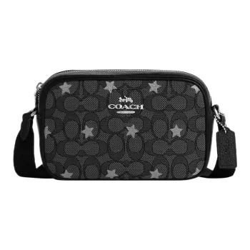COACH Jamie Coated Canvas With Leather Camera Bag, Shoulder Bag, Crossbody Bag Mini Women's Black