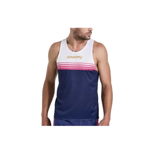 Saucony Elite Singlet Tank Tops Men White/Blue