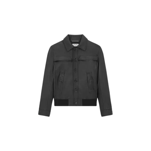 SAINT LAURENT Leather Jackets Men Black