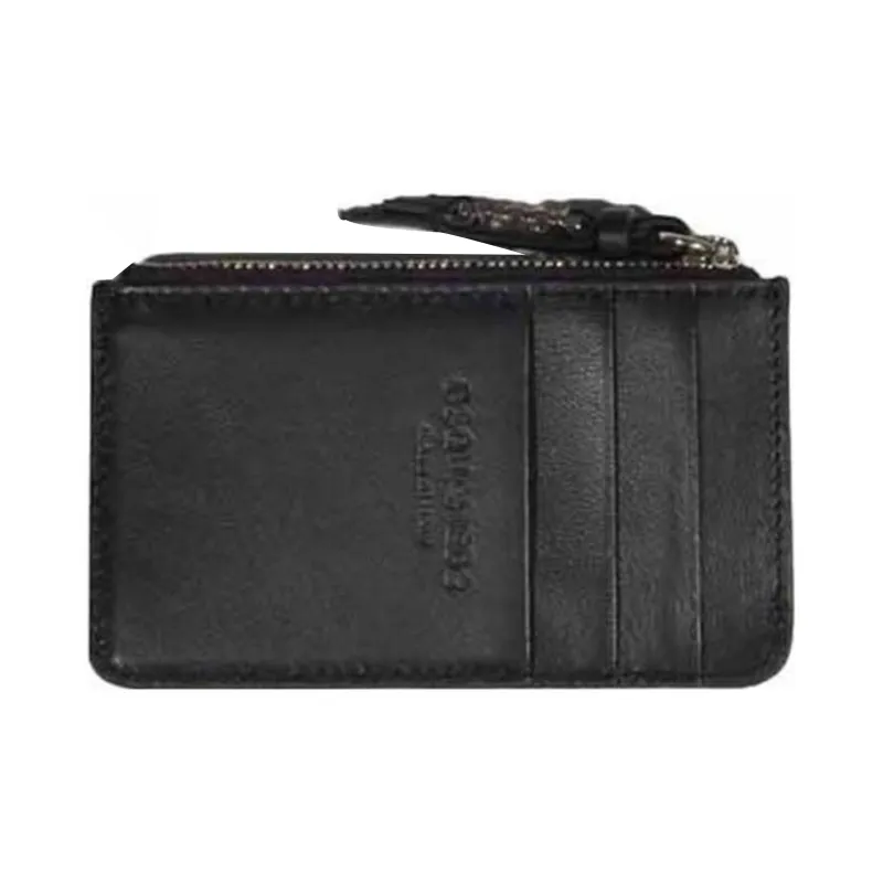 DSQUARED 2 Hammered Texture Cow Leather Wallet, Card Holder Women's Black-1