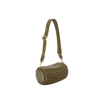LOEWE Nappa Sheep Leather Cylinder Bag Handbag Shoulder Bag Crossbody Bag Large Size Women's Dark Khaki Green
