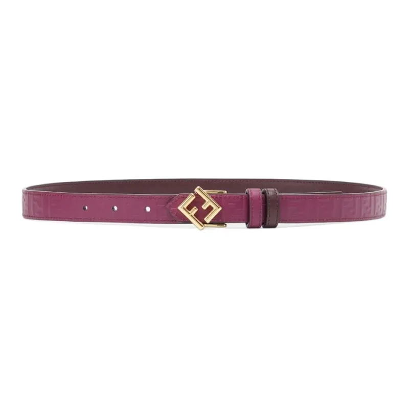 FENDI Double-Sided Label Styling Smooth Buckle Leather Belts Women's Purple Width: 2CM-1