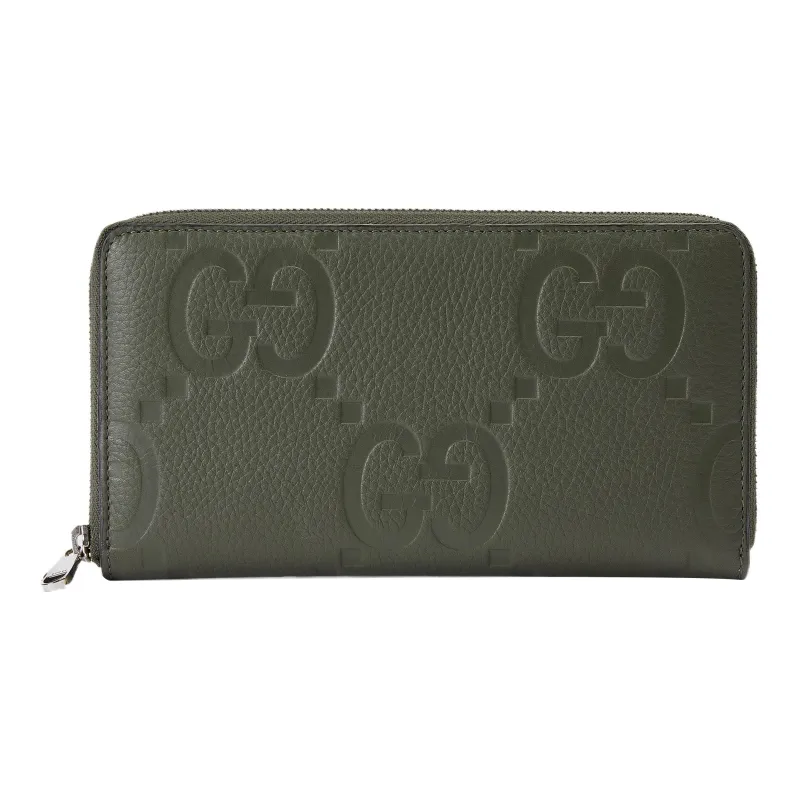 GUCCI Leather Wallet Large Size Men's Dark Green-0