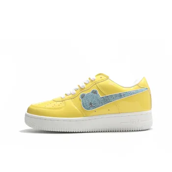 GOLD MEMBER BEAR Skateboard Shoes Unisex Low Top Yellow Blue