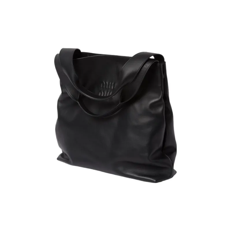 MIU MIU Leather Tote Bag, Shopping Bag, Hobo Bag, Shoulder Bag, Handbag Women's Black-1