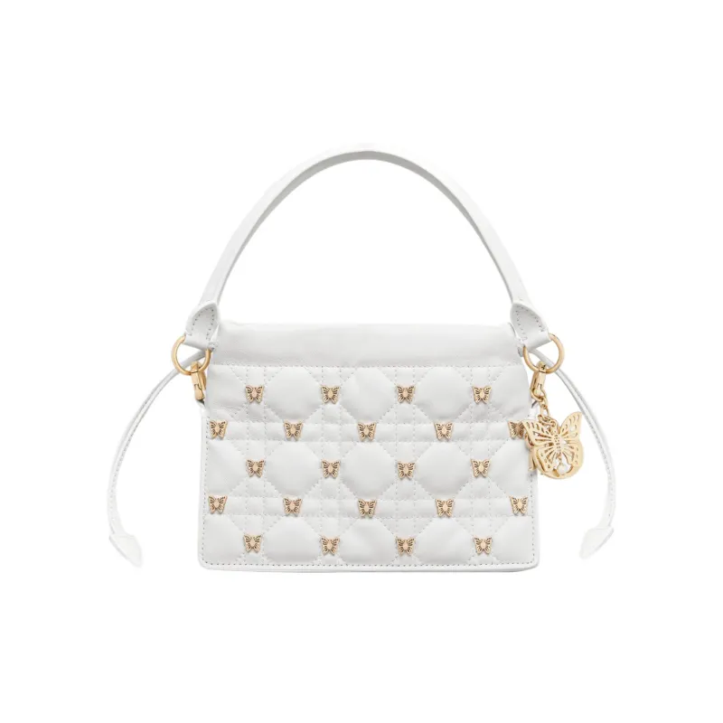 DIOR Sheepskin Shoulder Bag, Crossbody Bag, Handbag Mini Women's White-3
