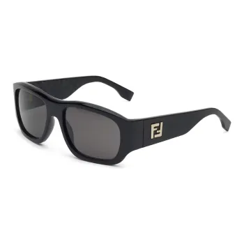 FENDI Acetate Brass Plastic Irregular Shape Sunglasses Women's Black