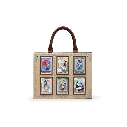 Disney Minnie Series Pu Tote Bag, Shopping Bag, Shoulder Bag, Crossbody Bag, Handbag Large Size Women's Beige Apricot
