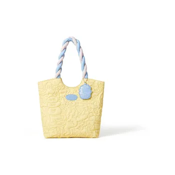 Sound For Life Fabric Tote Bag Shopping Bag Shoulder Bags Large Size Women's Yellow Blue