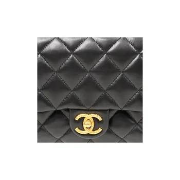 CHANEL 22K Autumn And Winter Sheepskin With Metal Detail Mouth Cover Bag Crossbody Bag Medium Size Women's Black