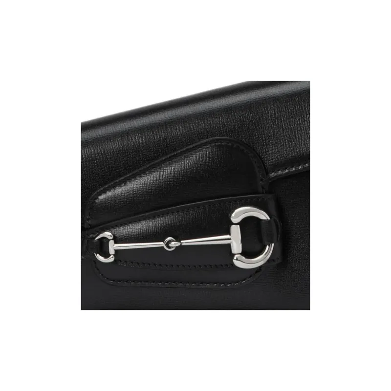 GUCCI Horsebit 1955 Recycled Resource Plant Material Handbag, Shoulder Bag Women's Black-6