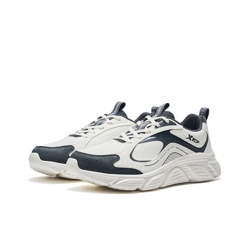 XTEP Cushioning Anti Slip And Wear Resistant Low Top Running Shoes Men's Sail White Coal Black-4