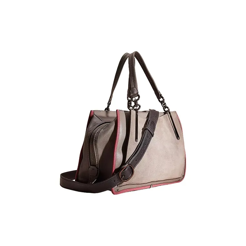 COACH Dreamer Smooth Leather Suede Tote Bag Shopping Bag Shoulder Bag Handbag Large Size Women's Deep Bronze/Gray-1