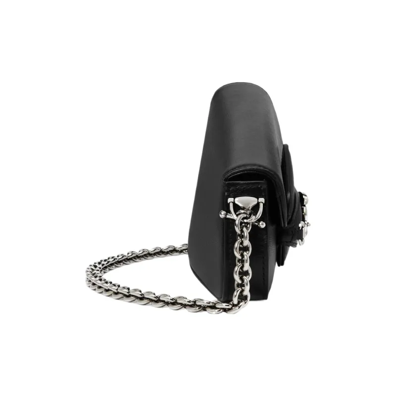GUCCI Horsebit 1955 Recycled Resource Plant Material Handbag, Shoulder Bag Women's Black-1